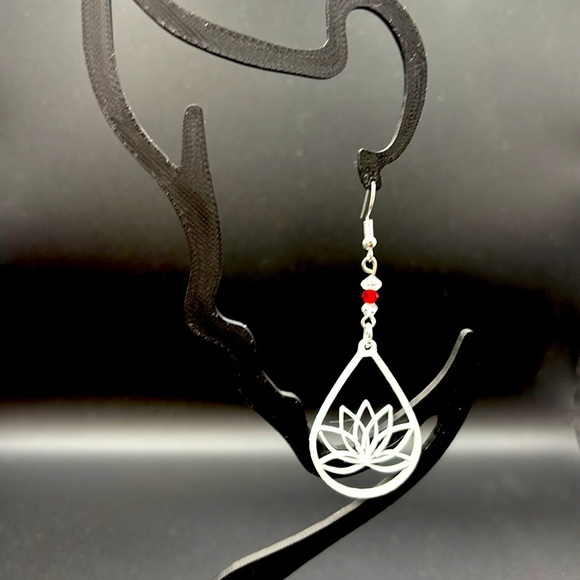 Lotus Teardrop Earrings - Picture 4 of 6